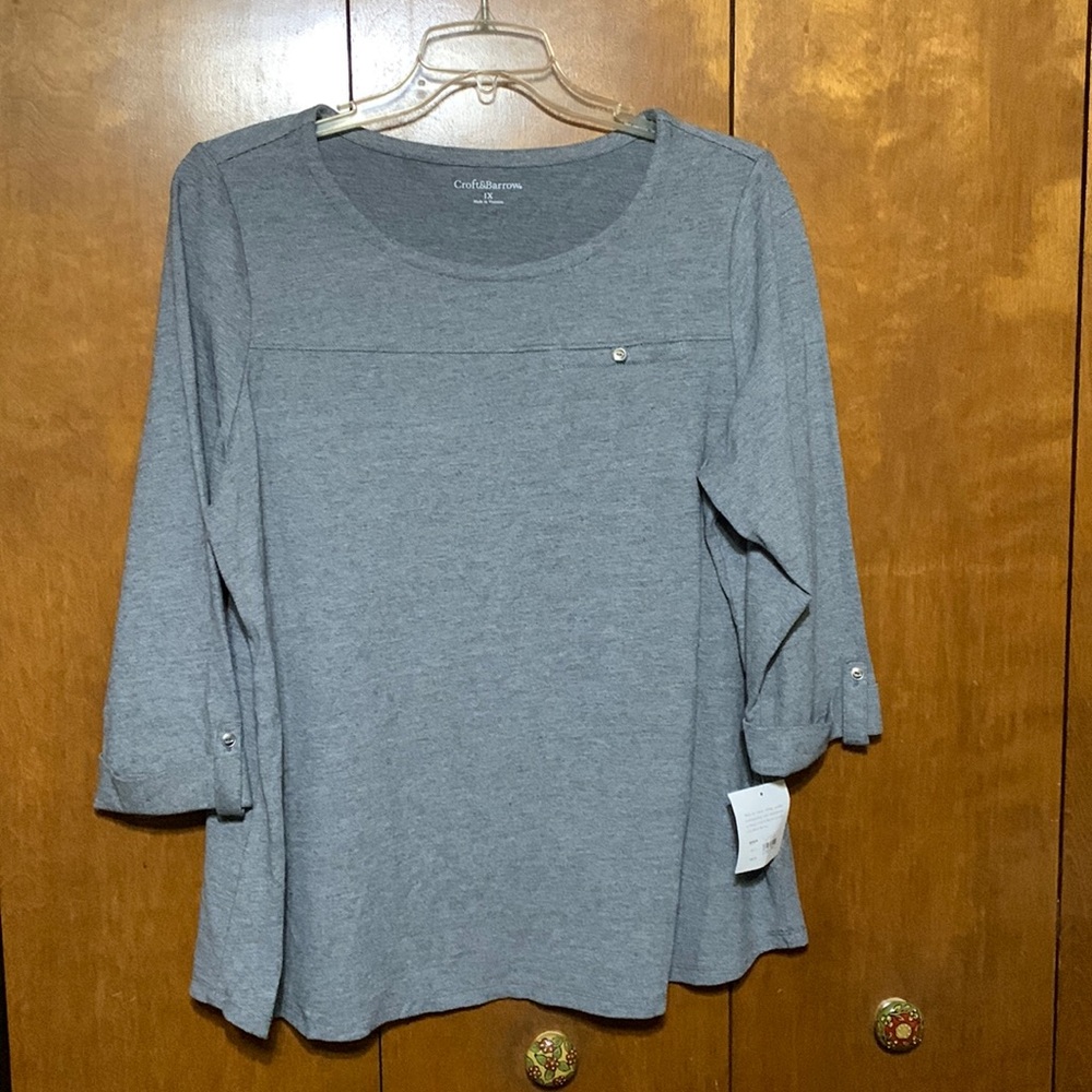 🆕 CROFT & BARROW - GRAY BUSINESS CASUAL SHIRT (1X) NWT!